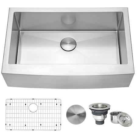 Ruvati 33" Farmhouse Apron-Front Kitchen Sink SS Single Bowl RVH9233